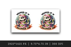 Watercolor funny mummy bandages Wrapped up in Halloween fun quote print 20 oz tumbler skinny mug wrap clipart t-shirt sublimation printable design