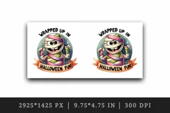 Watercolor funny mummy bandages Wrapped up in Halloween fun quote print 20 oz tumbler skinny mug wrap clipart t-shirt sublimation printable design
