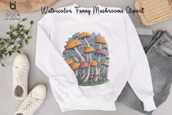 Watercolor Funny Mushrooms clipart, Mug Sublimation Design Product Image 11