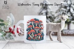 Watercolor Funny Mushrooms clipart, Mug Sublimation Design Product Image 3