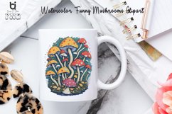 Watercolor Funny Mushrooms clipart, Mug Sublimation Design Product Image 4