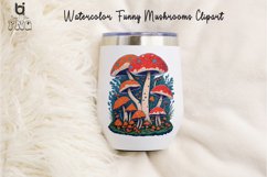 Watercolor Funny Mushrooms clipart, Mug Sublimation Design Product Image 7