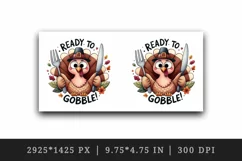 Watercolor funny turkey fork knife Ready to gobble quote Thanksgiving print 20 oz tumbler skinny mug wrap clipart t-shirt sublimation printable design