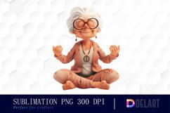 Funny Yoga Grandma Watercolor Clipart Product Image 1
