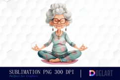 Funny Yoga Grandma Watercolor Clipart Product Image 1