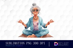 Funny Yoga Grandma Illustration Clipart Product Image 1