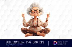 Funny Yoga Grandma Watercolor Clipart Product Image 1