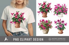 Watercolor Fuchsia Flowers in Pots Clipart Product Image 1
