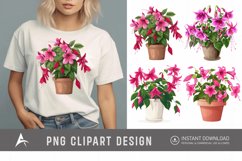 Watercolor Fuchsia Flowers in Pots Clipart Product Image 1