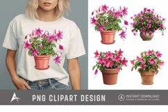 Watercolor Fuchsia Flowers in Pots Clipart Product Image 1