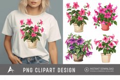 Watercolor Fuchsia Flowers in Pots Clipart Product Image 1