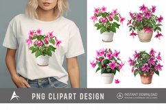 Watercolor Fuchsia Flowers in Pots Clipart Product Image 1