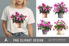 Watercolor Fuchsia Flowers in Pots Clipart Product Image 1
