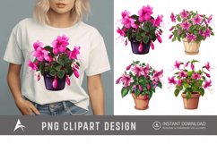Watercolor Fuchsia Flowers in Pots Clipart Product Image 1