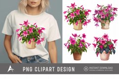 Watercolor Fuchsia Flowers in Pots Clipart Product Image 1