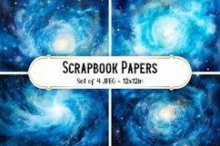 Watercolor Galaxy Backgrounds Scrapbook Papers