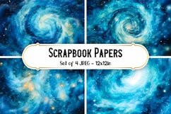 Watercolor Galaxy Backgrounds Scrapbook Papers