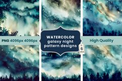 Watercolor galaxy night pattern designs, digital papers PNG Product Image 1