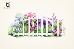 Watercolor Garden Fence Spring Floral PNG Sublimation Design Product Image 2