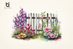 Watercolor Garden Fence Spring Floral PNG Sublimation Design Product Image 4