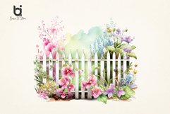 Watercolor Garden Fence Spring Floral PNG Sublimation Design Product Image 5