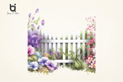 Watercolor Garden Fence Spring Floral PNG Sublimation Design Product Image 6