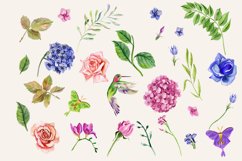 Watercolor garden flowers, hydrangea, roses, tulips Product Image 2
