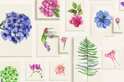 Watercolor garden flowers, hydrangea, roses, tulips Product Image 3