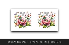 Watercolor garden flowers butterflies fairy Big Dream motivational quote print tumbler skinny mug wrap clipart t-shirt sublimation printable design