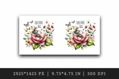 Watercolor garden flowers butterflies fairy Big Dream motivational quote print tumbler skinny mug wrap clipart t-shirt sublimation printable design