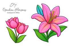 Watercolor Garden Flowers Clipart, Garden Flowers PNG Product Image 1
