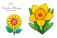 Watercolor Garden Flowers Clipart, Garden Flowers PNG Product Image 1