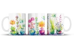 Watercolor Garden Flowers Mug Wrap Sublimation Designs, 3d Mug, Flowers Png
