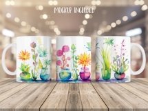 Watercolor Garden Flowers Mug Wrap Sublimation Designs, 3d Mug, Flowers Png