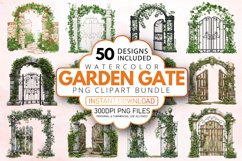 Watercolor Garden Gate Clipart Bundle Product Image 1