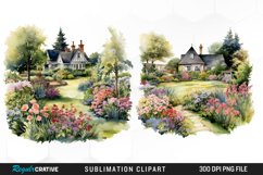 Garden Clipart,Nature Clipart,Landscape Clipart,Grass Clipart,Spring Clipart,Spring Garden Png,Garden Lawns Watercolor Clipart Bundle,PNG Spring Lawn Images, Garden Landscape Graphics,