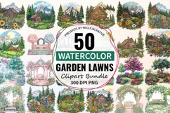 Watercolor Garden Lawns Clipart Bundle Product Image 1
