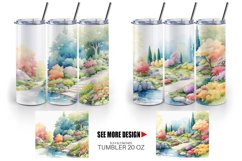 Watercolor Gardens and flowers | Tumbler Sublimation Wrap Product Image 2