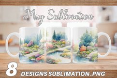 Watercolor Gardens and flowers | Mug sublimation design Product Image 1
