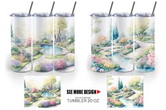 Watercolor Gardens and flowers | Tumbler Sublimation Wrap Product Image 4