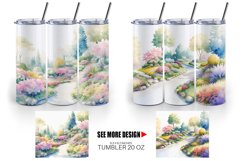 Watercolor Gardens and flowers | Tumbler Sublimation Wrap Product Image 5