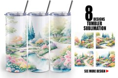 Watercolor Gardens and flowers | Tumbler Sublimation Wrap Product Image 1
