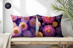 Watercolor Gears Shaped Like Flowers Digital Paper Product Image 2