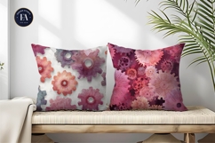 Gear Flowers Watercolor Seamless Pattern Digital Paper Product Image 2