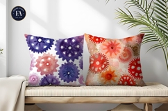Watercolor Gears Shaped Like Flowers Digital Paper Product Image 2
