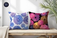 Dreamy Mechanical Gears with Floral Shapes Digital Paper Product Image 2