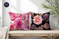 Quirky Watercolor Gears and Flowers Blend Digital Paper Product Image 2