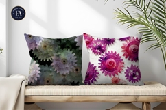 Watercolor Gears Shaped Like Flowers Digital Paper Product Image 2