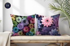 Gear Flowers Watercolor Seamless Pattern Digital Paper Product Image 2