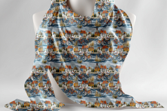 Watercolor Geese and Bicycles Seamless Pattern Fabric Print Product Image 5